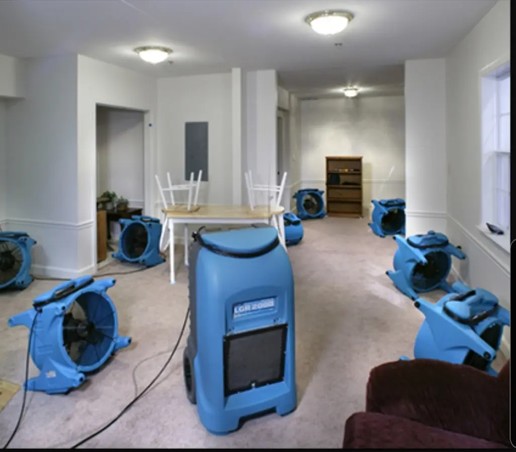 Air movers and dehumidifier setup for Water Extraction & Removal in Aurora